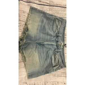 Rewash Women's High‎ Rise Frayed Denim Shorts Light Wash Size 13
